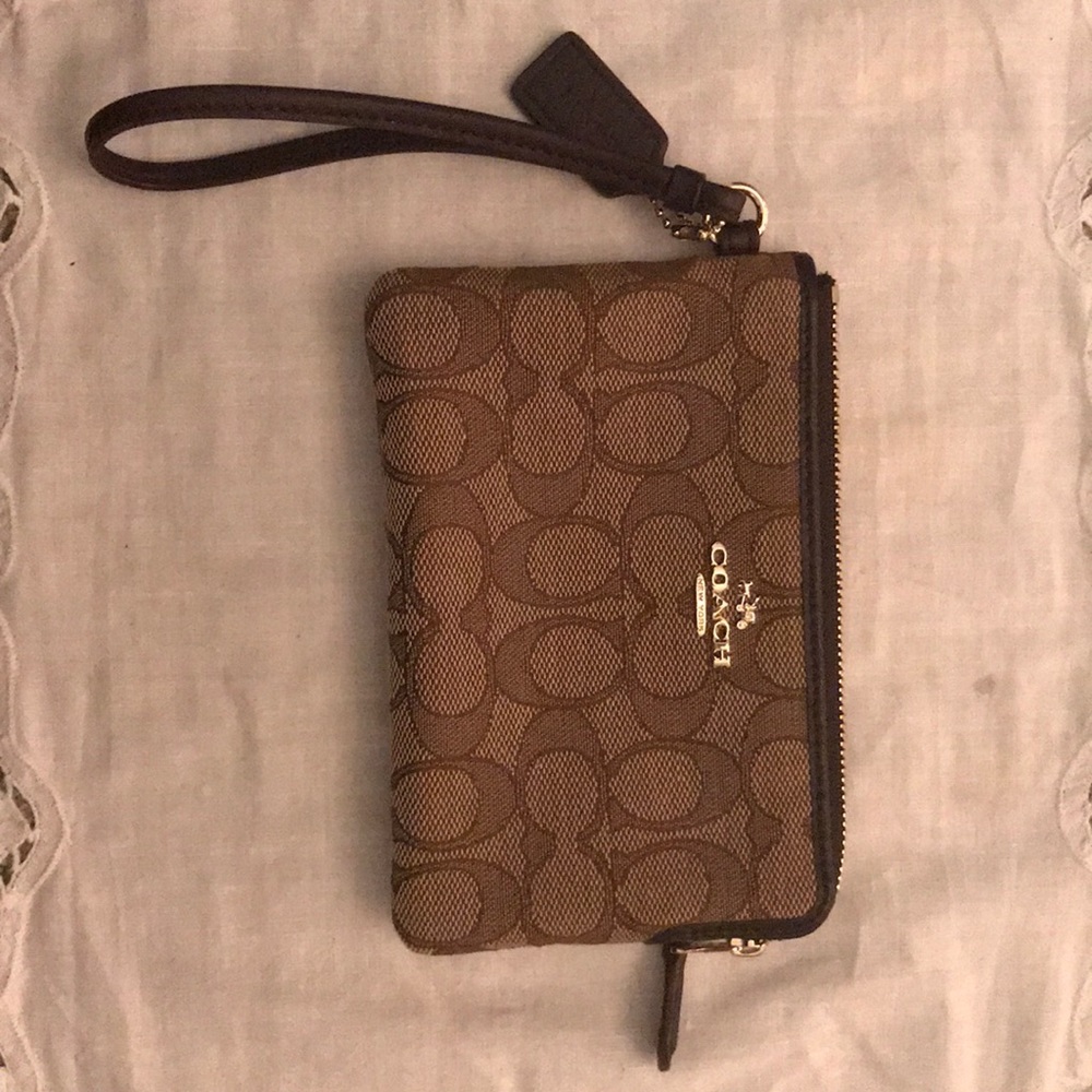 Brown Coach wristlet